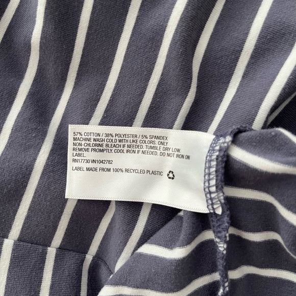 Isabel Maternity Muted Blue and White Striped Maternity Top, Size Small - Picture 3 of 5